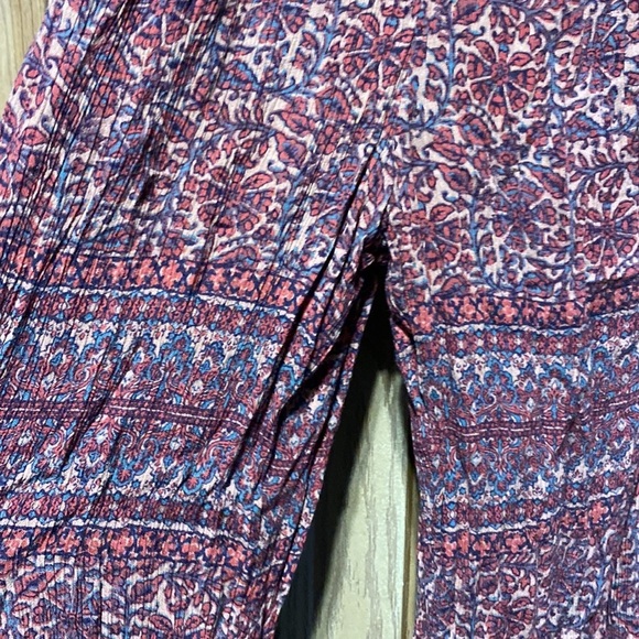 AMERICAN EAGLE Beaded Rust 100% Viscose Boho Print Pocket Jumpsuit​​ - Picture 6 of 10